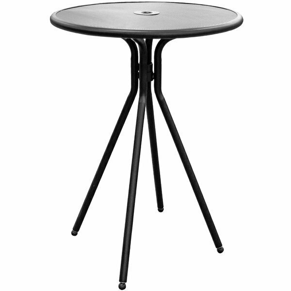 American Tables And Seating ABB30 30'' Black Round Bar Height Outdoor Table with Umbrella Hole 132ABB30